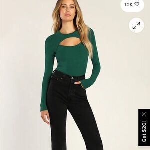 Elegant Green Cut-Out Women's Top